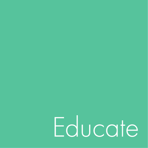 Educate written in a green box