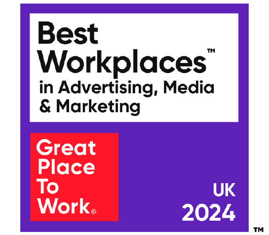 Best Workplaces in Advertising, Media and Marketing, Great Place to Work UK 2024 Logo