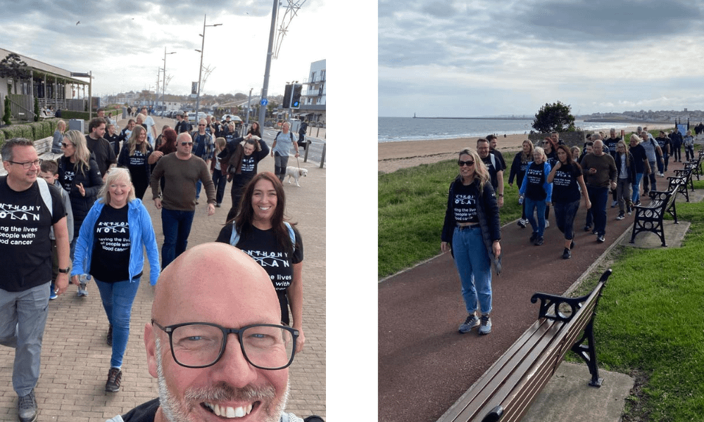 The IGNIFI team with their friends and family walking in memory of Claire raising funds for Antony Nolan